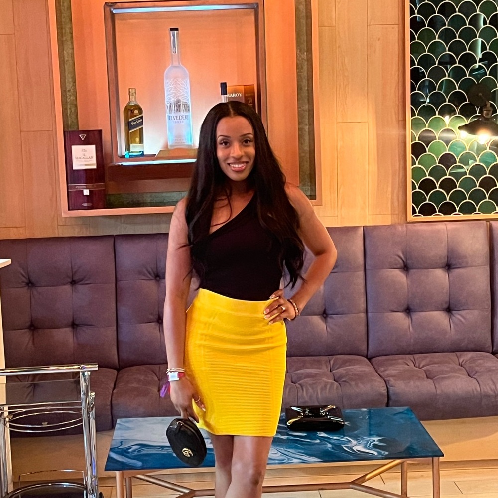 Herve Leger Yellow Pencil Skirt